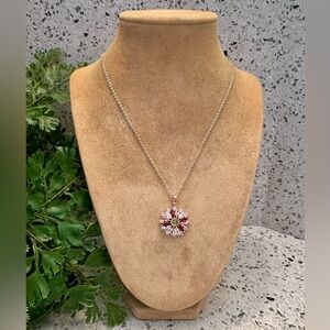 Copper plated multi gemstone pendant necklace